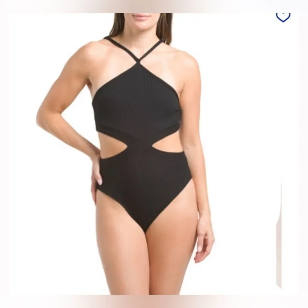 ZARA CUTOUT RIBBED BLACK SLEEVELESS BODYSUIT NEW LARGE - Picture 2 of 14